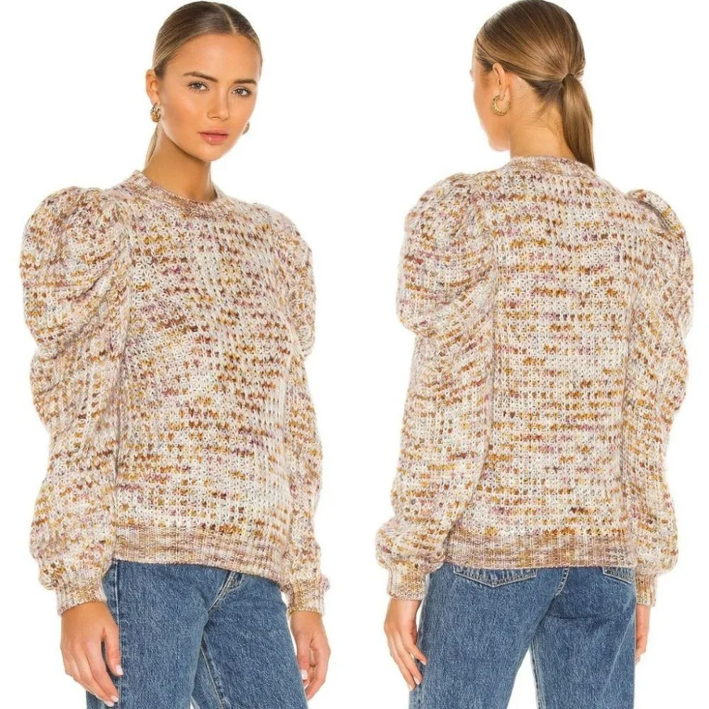 Ulla Johnson Rosina Puff Sleeve Pullover Sweater in Fawn size M/L - Picture 2 of 8